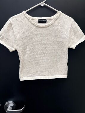 Kittenish Cream Short Sleeve Textured Knit Tee